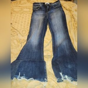 BKE Distressed Blue Flare Jeans